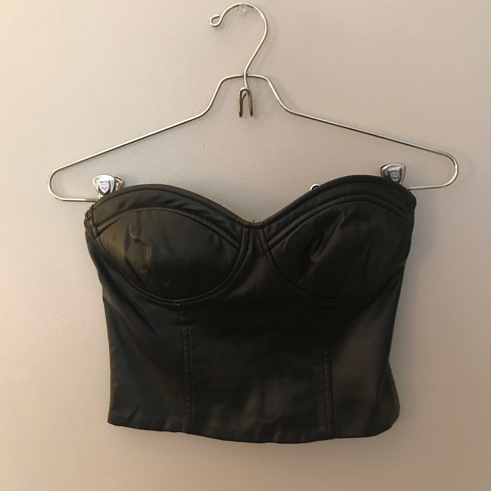 Faux leather top